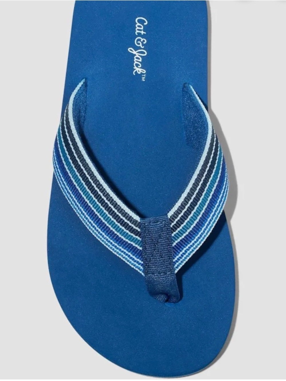 NWT Cat & Jack Blue Kids Striped Flip Flops. Size 13/1.